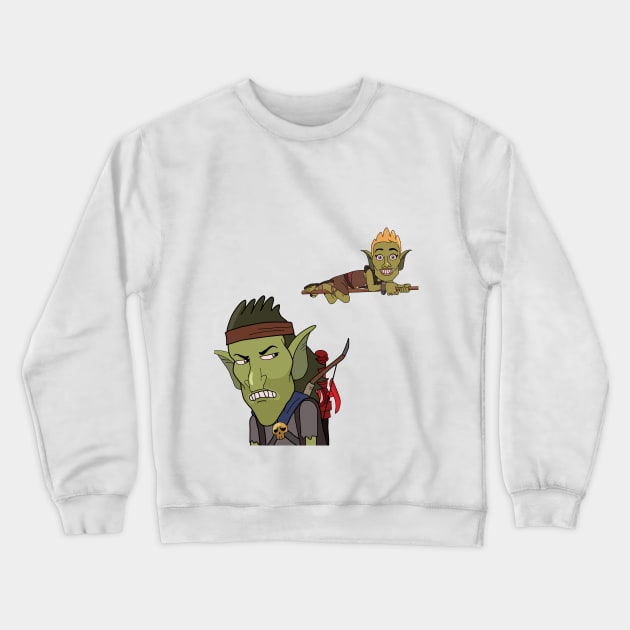 HarmonQuest: Boneweevil and Chip Crewneck Sweatshirt by danharmonsucks